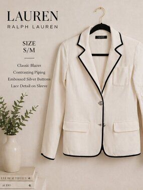 Lauren Ralph Lauren Beige Jacket Tailored Blazer Runs Small